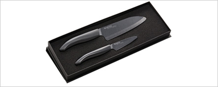 FK-075 BK 140BK SET Paring Knife (3.0" Blade) & Santoku (5.5"Blade) in Gift Box