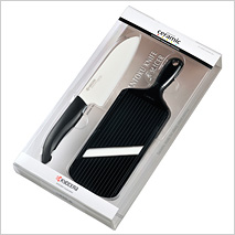 FK-140202BK Santoku Knife & Adjustable Mandoline Slicer Set (Black)