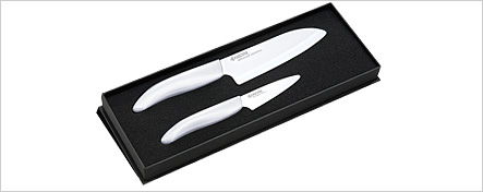 FK-075 BK 140BK SET Paring Knife (3.0" Blade) & Santoku (5.5"Blade) in Gift Box