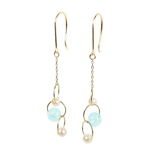 Water Opal & Akoya Pearl Earrings
