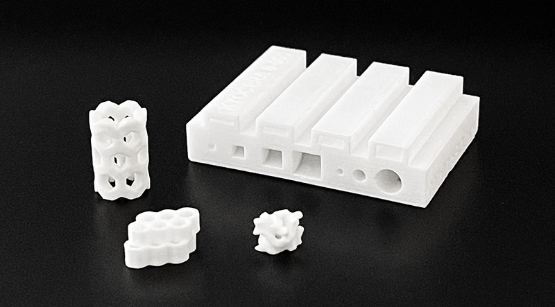 Sample Image Alt Text: Ceramic Additive Manufacturing Zirconia and Alumina Samples 3D Printing Ceramics Black and White