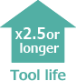 Tool life ×2.5 longer