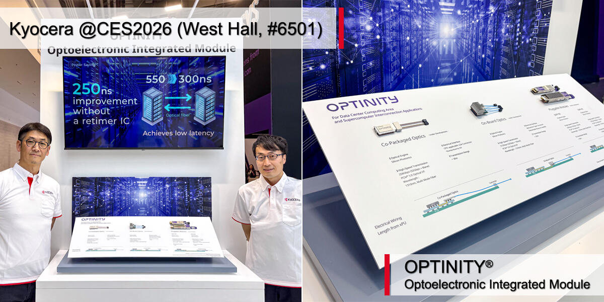 Kyocera's employees introducing OPTINITY® Optoelectronic Integrated Module