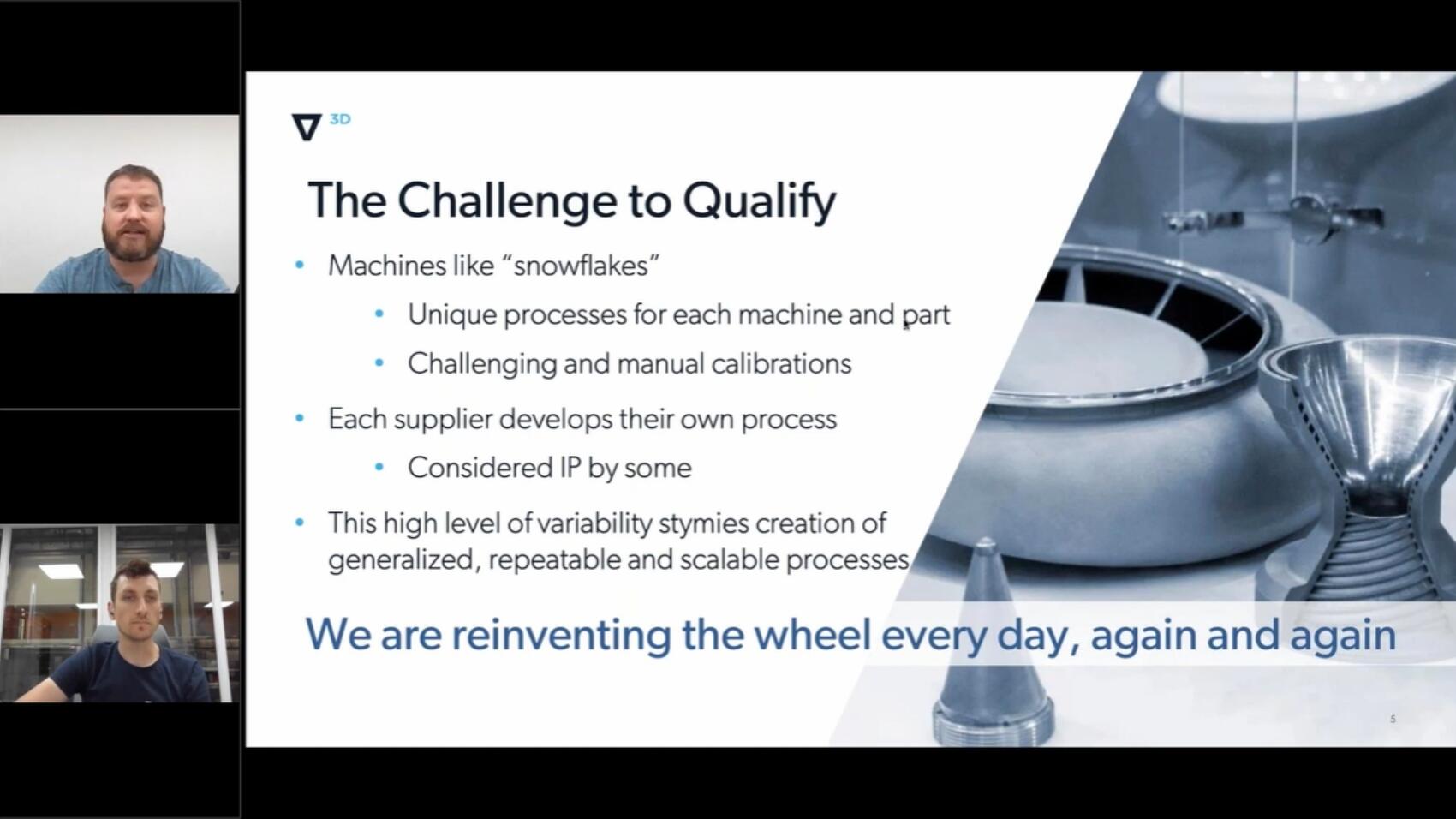 Gene speaking at a webinar with a colleague (March 2023, screenshot from Velo3D’s YouTube channel)